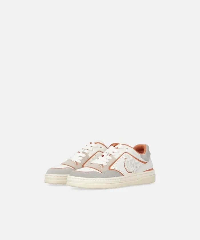 Women Sneakers Pinko Flat Leather Sneakers With Embroidered Logo Whitefard Women Sneakers Pinko Flat Leather Sneakers With Embroidered Logo Whitefard