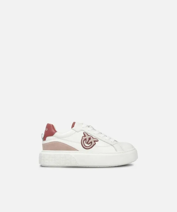 Women Sneakers Pinko Leather Platform Sneakers Whiteburgundy