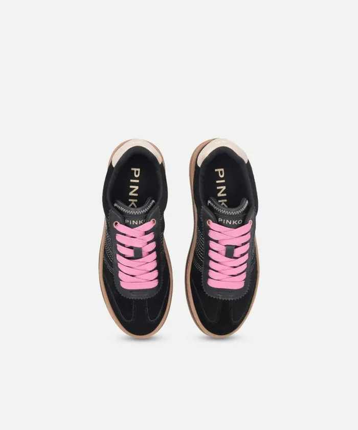 Women Sneakers Pinko Sneakers With Coloured Laces Limo Black Women Sneakers Pinko Sneakers With Coloured Laces Limo Black