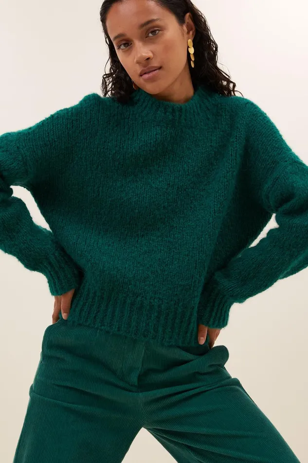 Women Sonny Bulky Pullover Peacock Green Bybar Pullovers