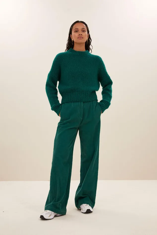 Women Sonny Bulky Pullover Peacock Green Bybar Pullovers