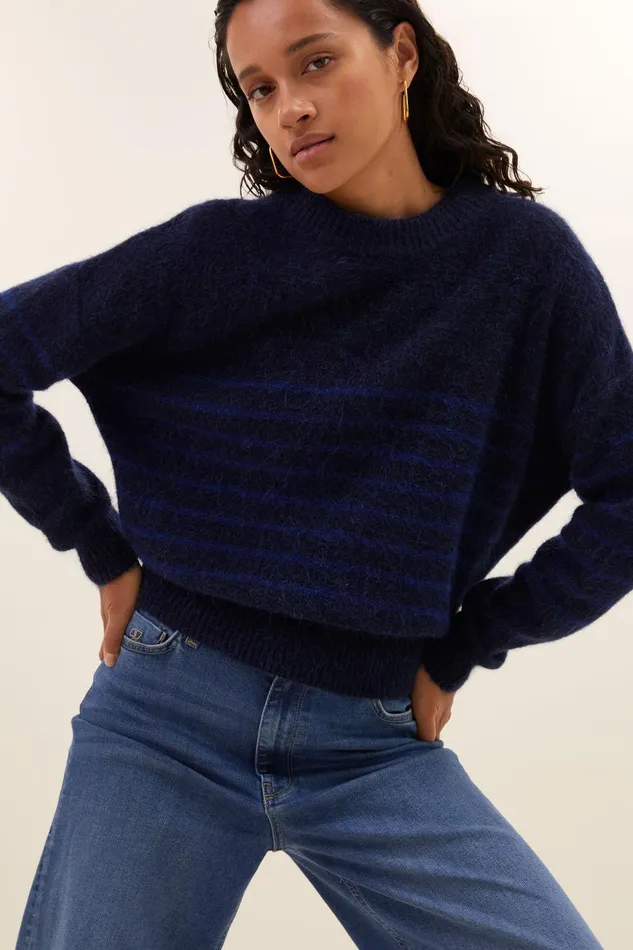 Women Sonny Stripe Pullover Midnight Bybar Pullovers