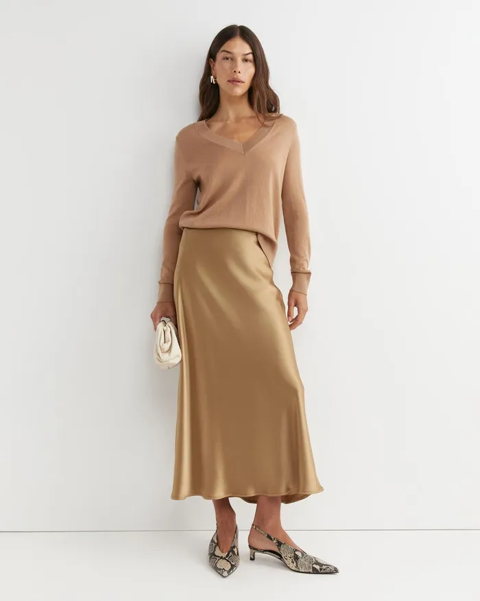 Women Sportscraft Knits and Cardigans Francis Merino VNeck Knit Tan