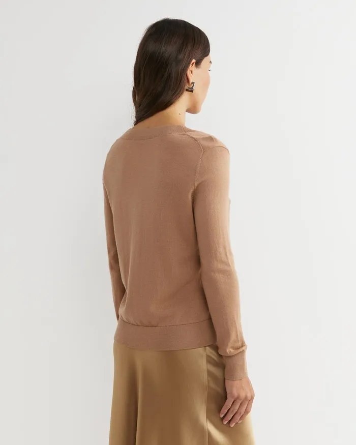 Women Sportscraft Knits and Cardigans Francis Merino VNeck Knit Tan
