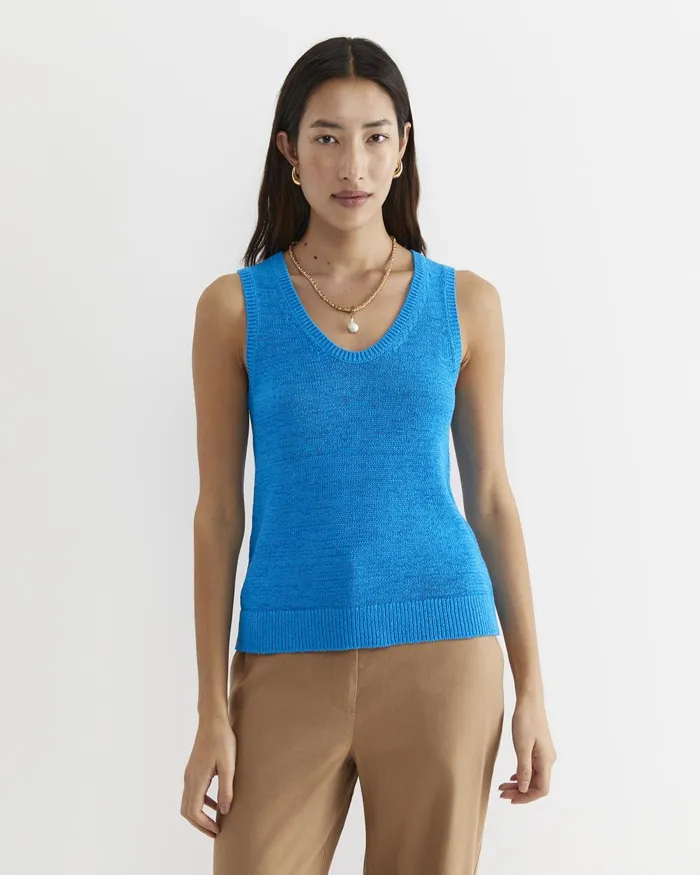 Women Sportscraft Knits and Cardigans Josie Tape Yarn Singlet Cove Blue