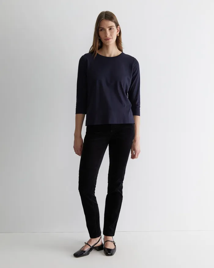 Women Sportscraft Tops and Tees Cotton Crew 3 Quarter Sleeve TShirt Navy