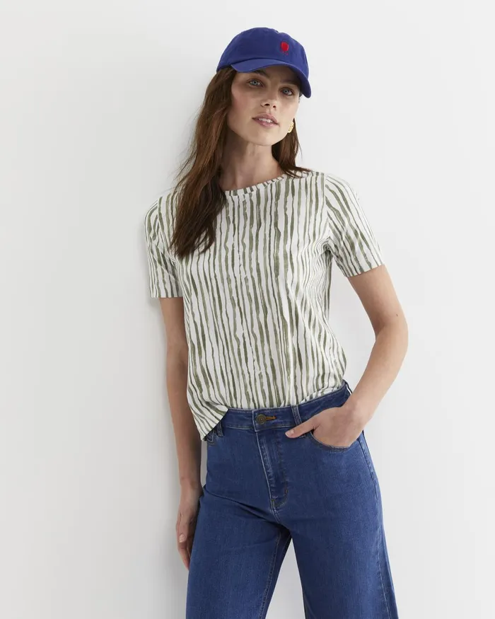 Women Sportscraft Tops and Tees Tina Stripe Mercerised Tee Whitekhaki