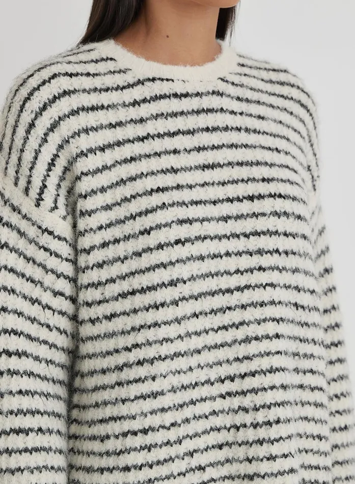 Women Stripe Oversized Brushed Knit Jumper Eli 4th and Reckless Knitwear