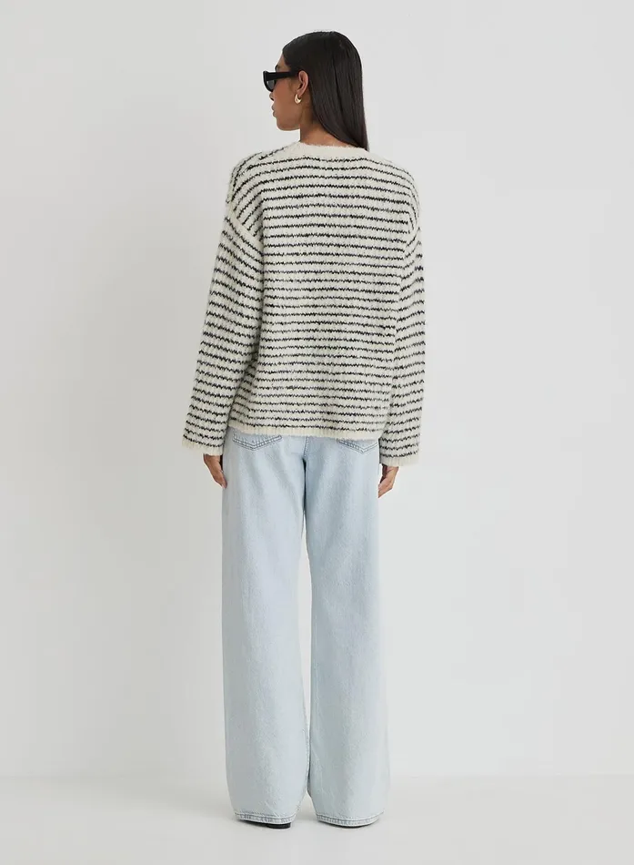 Women Stripe Oversized Brushed Knit Jumper Eli 4th and Reckless Knitwear