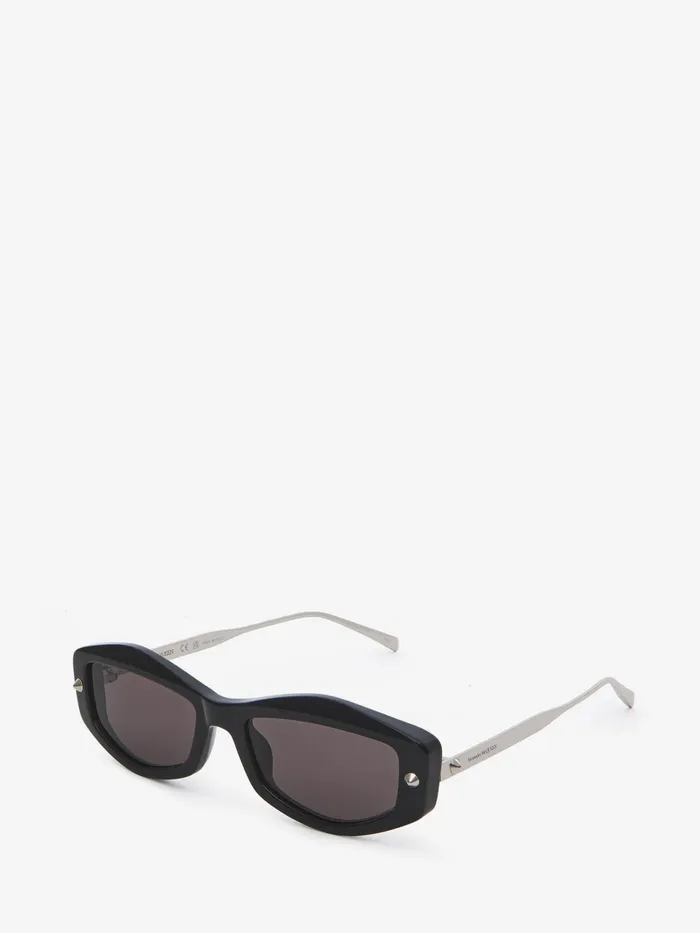 Women Sunglasses Alexander McQueen Spike Studs Geometrical Sunglasses Blacksmoke