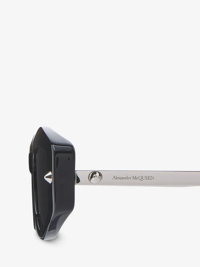 Women Sunglasses Alexander McQueen Spike Studs Geometrical Sunglasses Blacksmoke