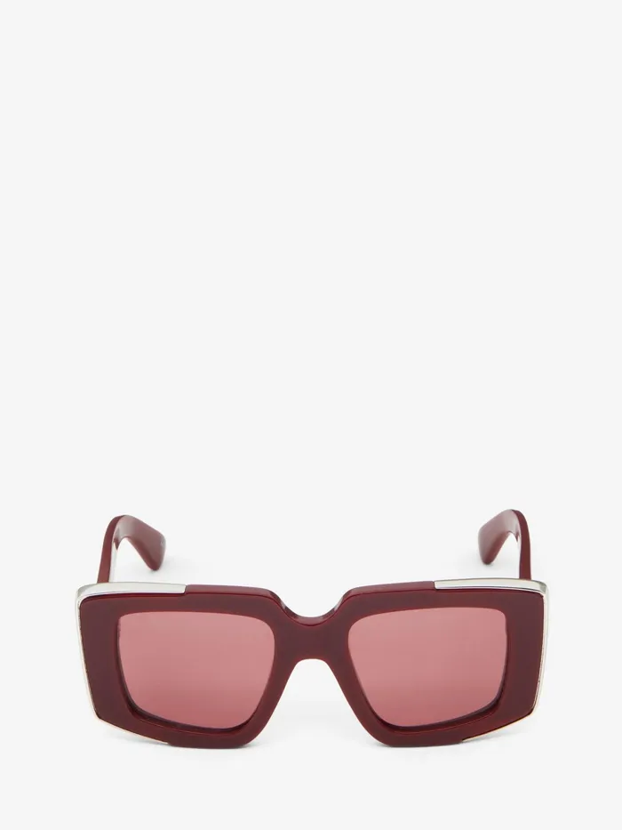 Women Sunglasses Alexander McQueen The Grip Geometrical Sunglasses Burgundy