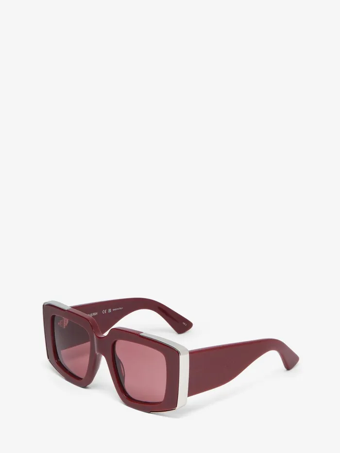 Women Sunglasses Alexander McQueen The Grip Geometrical Sunglasses Burgundy