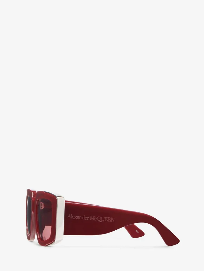 Women Sunglasses Alexander McQueen The Grip Geometrical Sunglasses Burgundy