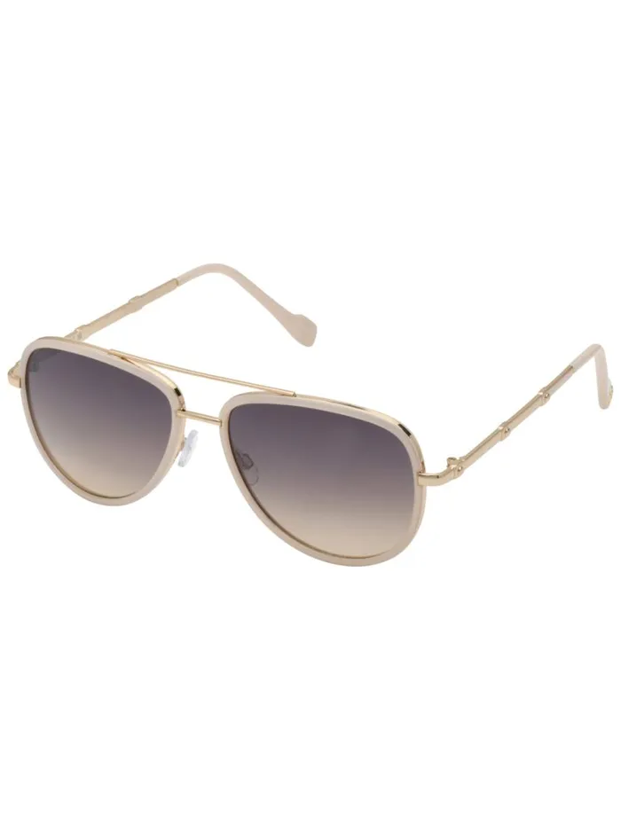 Women Sunglasses Jessica Simpson Modern Metal Aviator Sunglasses In Gold and Cream