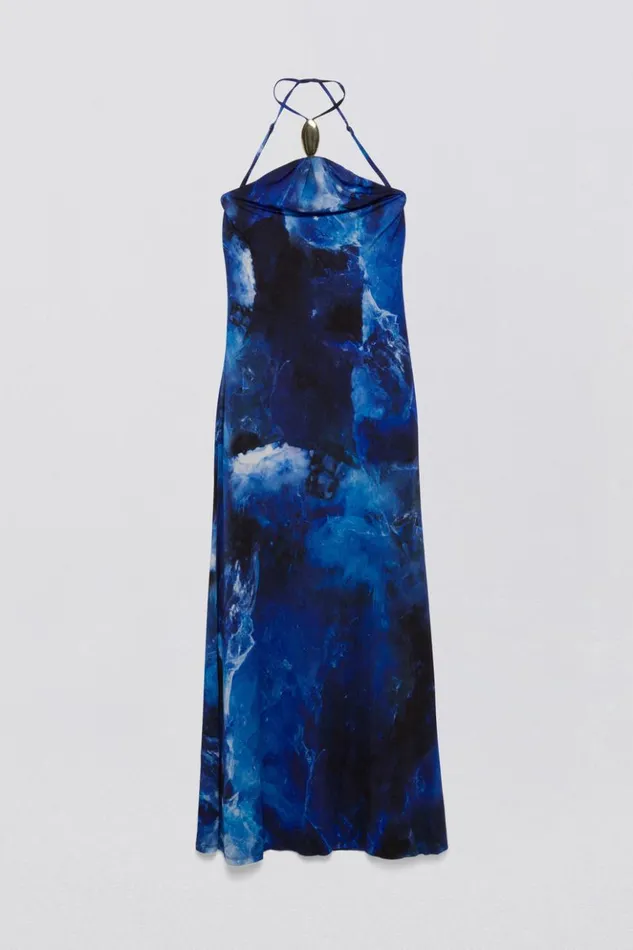 Women Sunnie Gown Blue Rock Crystal Print Jonathan Simkhai Dresses and Jumpsuits