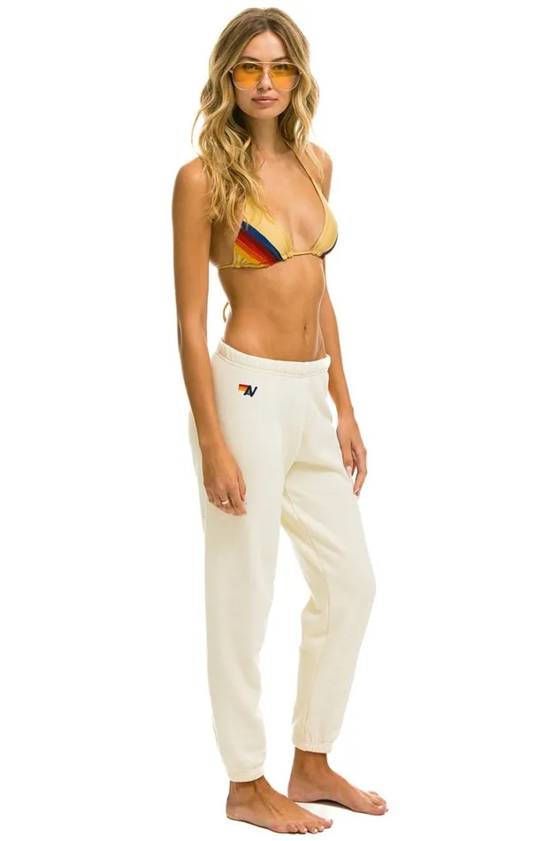 Women Sweatpants Aviator Nation 5 Stripe Sweatpants 8211 Vintage White Grey