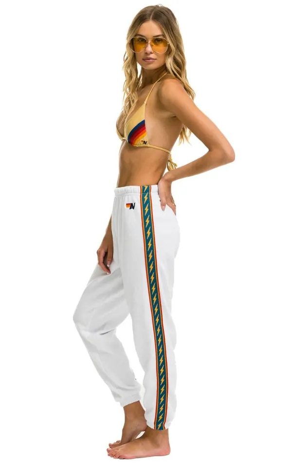 Women Sweatpants Aviator Nation Bolt Stripe Sweatpants 8211 White