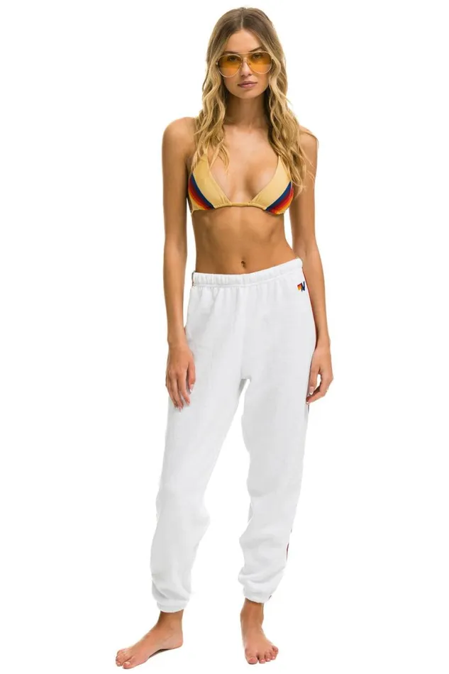 Women Sweatpants Aviator Nation Bolt Stripe Sweatpants 8211 White