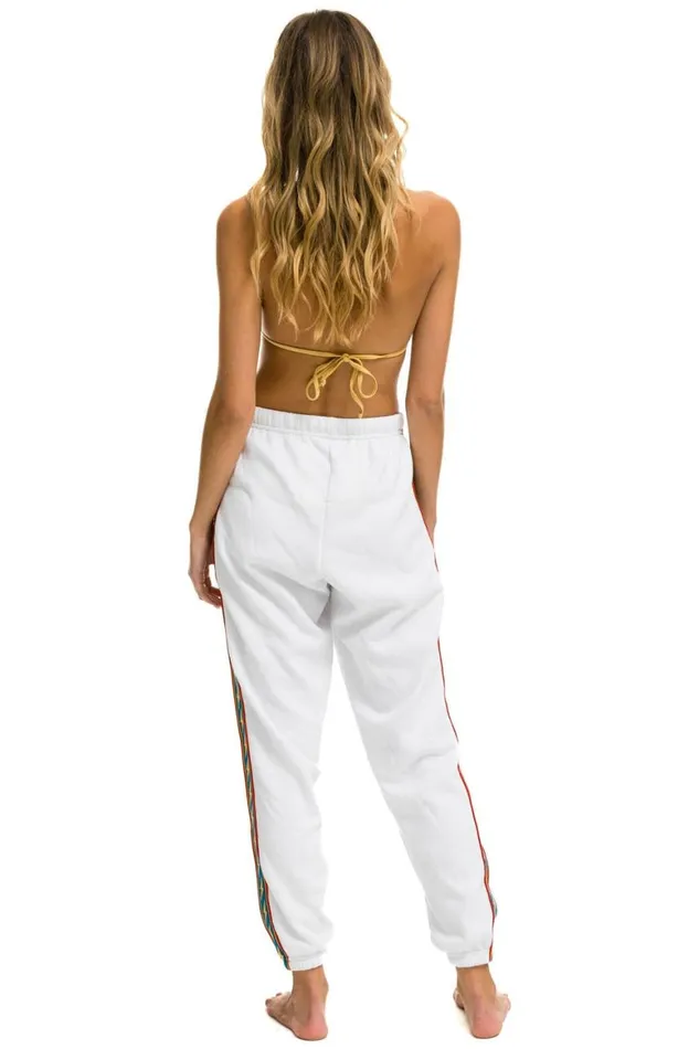 Women Sweatpants Aviator Nation Bolt Stripe Sweatpants 8211 White