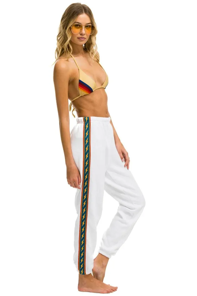 Women Sweatpants Aviator Nation Bolt Stripe Sweatpants 8211 White
