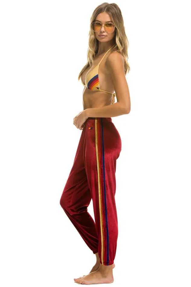 Women Sweatpants Aviator Nation Classic Velvet Sweatpants 8211 Red