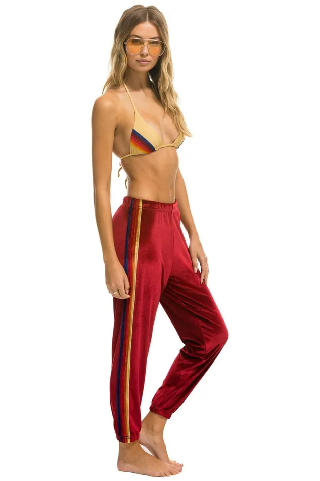 Women Sweatpants Aviator Nation Classic Velvet Sweatpants 8211 Red