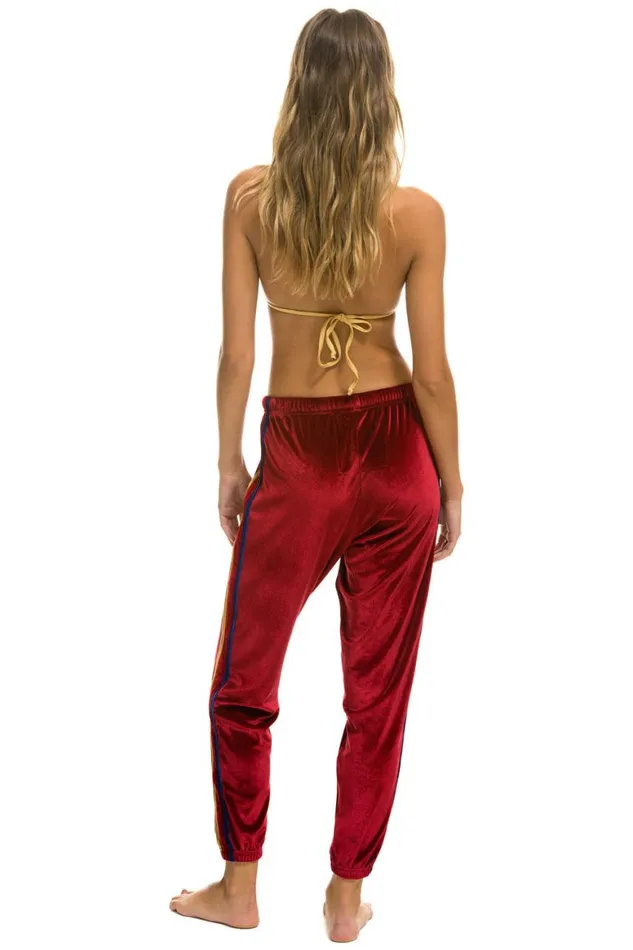 Women Sweatpants Aviator Nation Classic Velvet Sweatpants 8211 Red