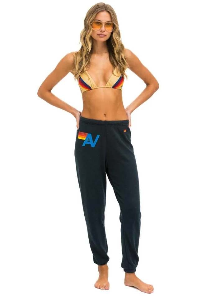 Women Sweatpants Aviator Nation Logo Stitch Sweatpants 8211 Charcoal