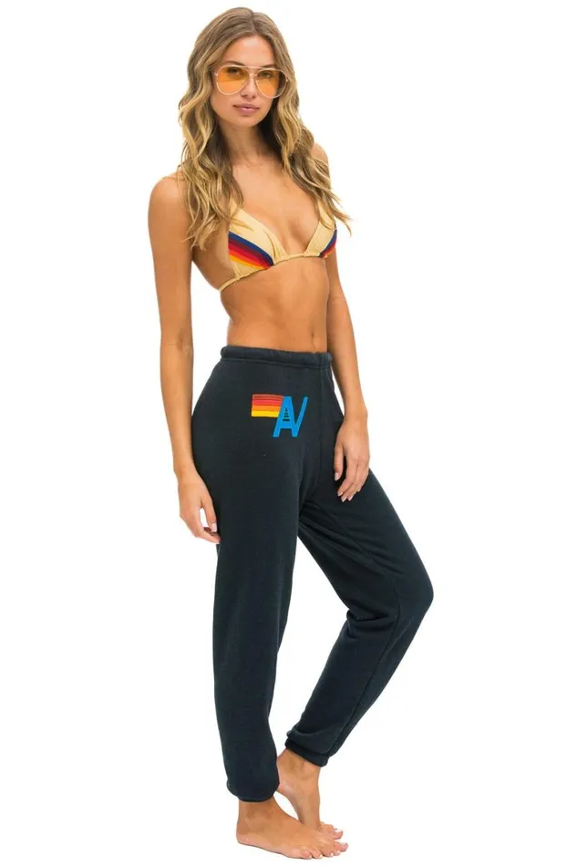 Women Sweatpants Aviator Nation Logo Stitch Sweatpants 8211 Charcoal