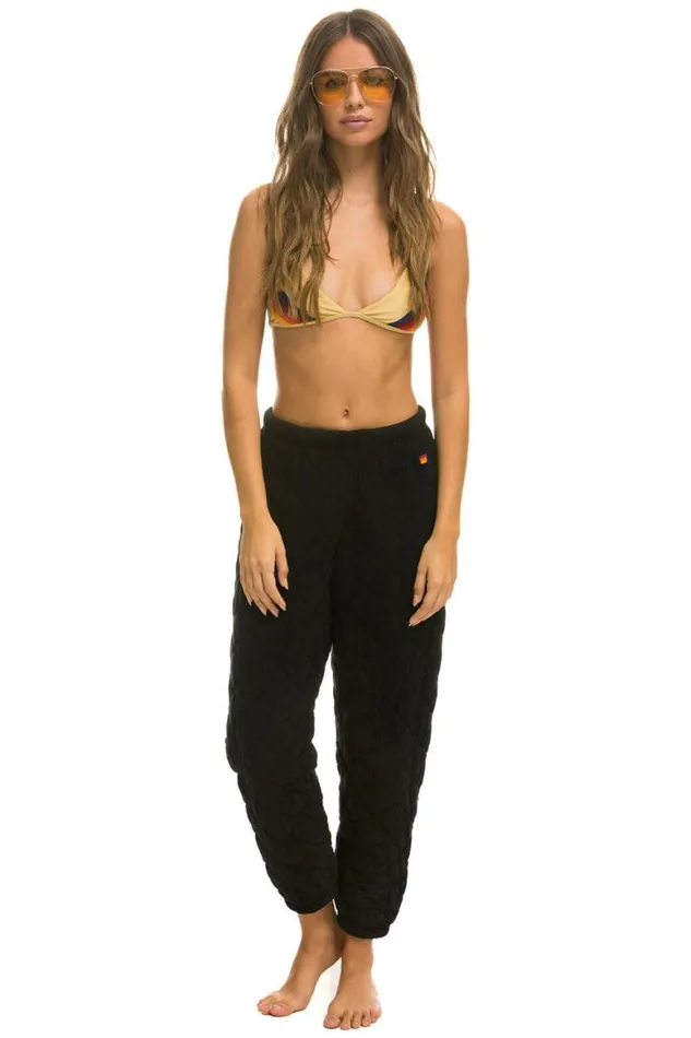 Women Sweatpants Aviator Nation Quilted Sweatpants 8211 Black