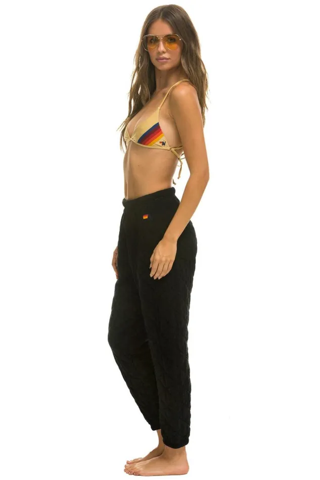 Women Sweatpants Aviator Nation Quilted Sweatpants 8211 Black