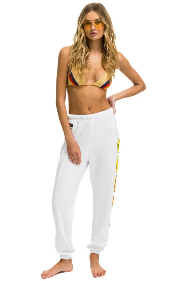 Women Sweatpants Aviator Nation Smiley Sunset Sweatpants 8211 White
