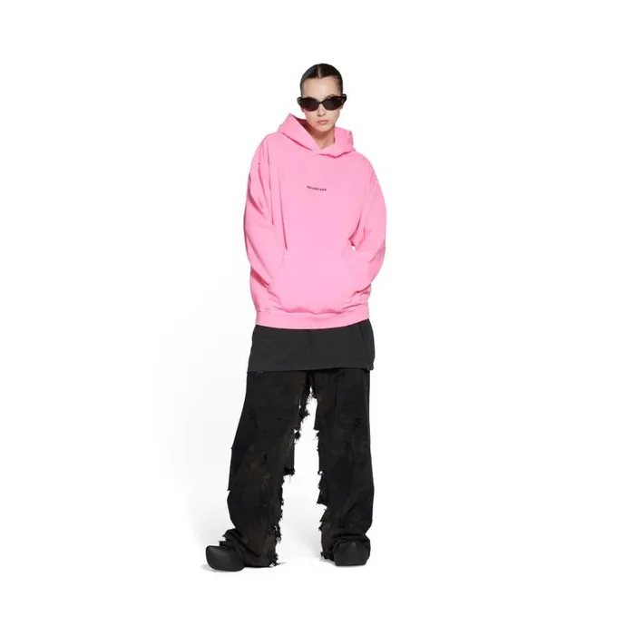 Women Sweatshirts and Hoodies Balenciaga Balenciaga Back Hoodie Medium Fit In Fluo Pink