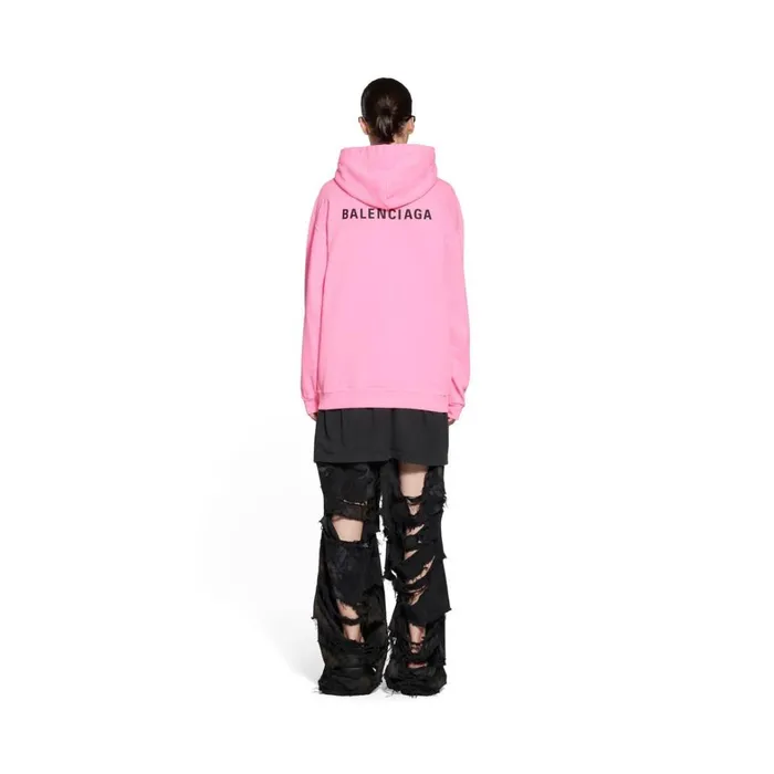 Women Sweatshirts and Hoodies Balenciaga Balenciaga Back Hoodie Medium Fit In Fluo Pink