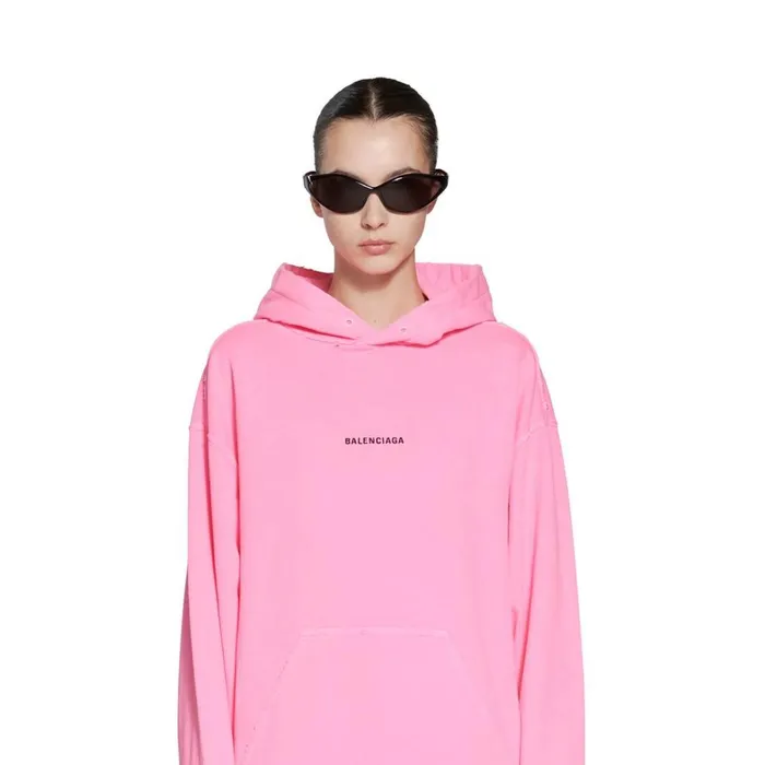 Women Sweatshirts and Hoodies Balenciaga Balenciaga Back Hoodie Medium Fit In Fluo Pink