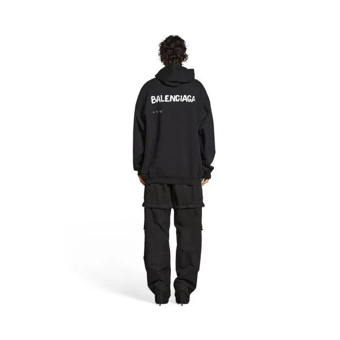 Women Sweatshirts and Hoodies Balenciaga Handdrawn Balenciaga Hoodie Medium Fit In Black