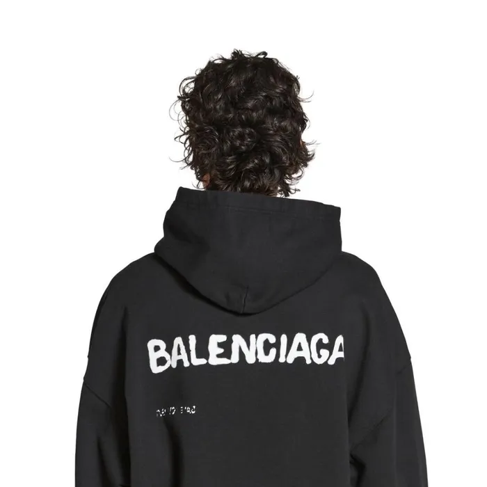 Women Sweatshirts and Hoodies Balenciaga Handdrawn Balenciaga Hoodie Medium Fit In Black