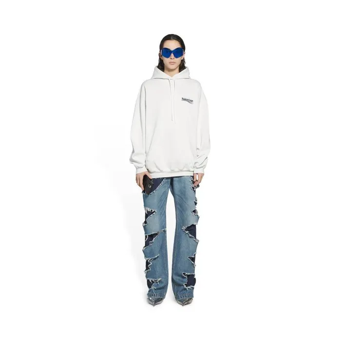 Women Sweatshirts and Hoodies Balenciaga Political Campaign Hoodie Medium Fit In White Women Sweatshirts and Hoodies Balenciaga Political Campaign Hoodie Medium Fit In White