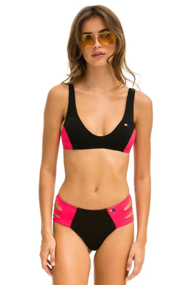 Women Swim Bottoms Aviator Nation HiWaisted Side Cut Out Color Block Cheeky Bikini Bottoms 8211 Black Red Women Swim Bottoms Aviator Nation HiWaisted Side Cut Out Color Block Cheeky Bikini Bottoms 8211 Black Red