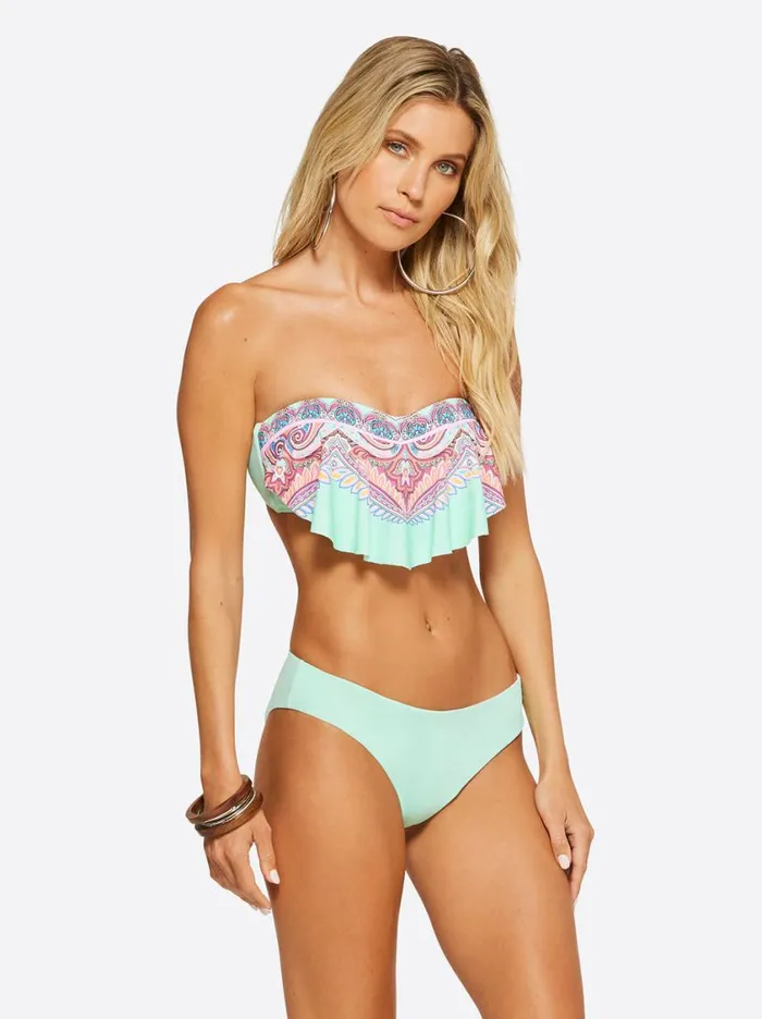Women Swim Jessica Simpson Carnival In Rio Handkerchief Bandeau In Cool Multi