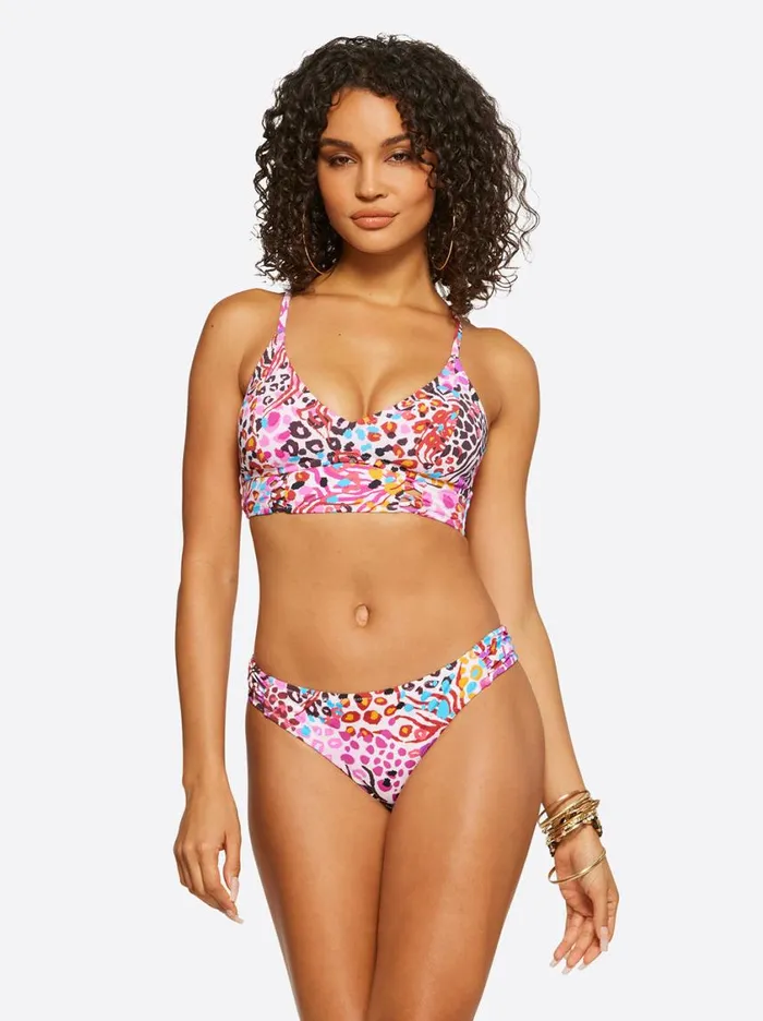Women Swim Jessica Simpson French Exit Cropped Cami In Pink Multi