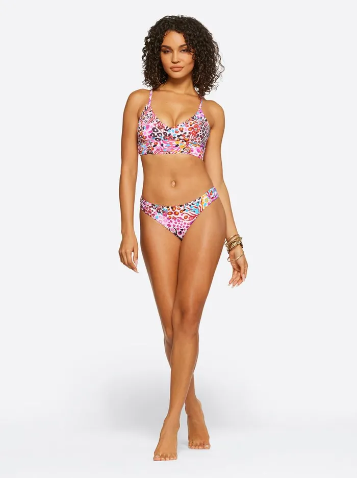 Women Swim Jessica Simpson French Exit Cropped Cami In Pink Multi