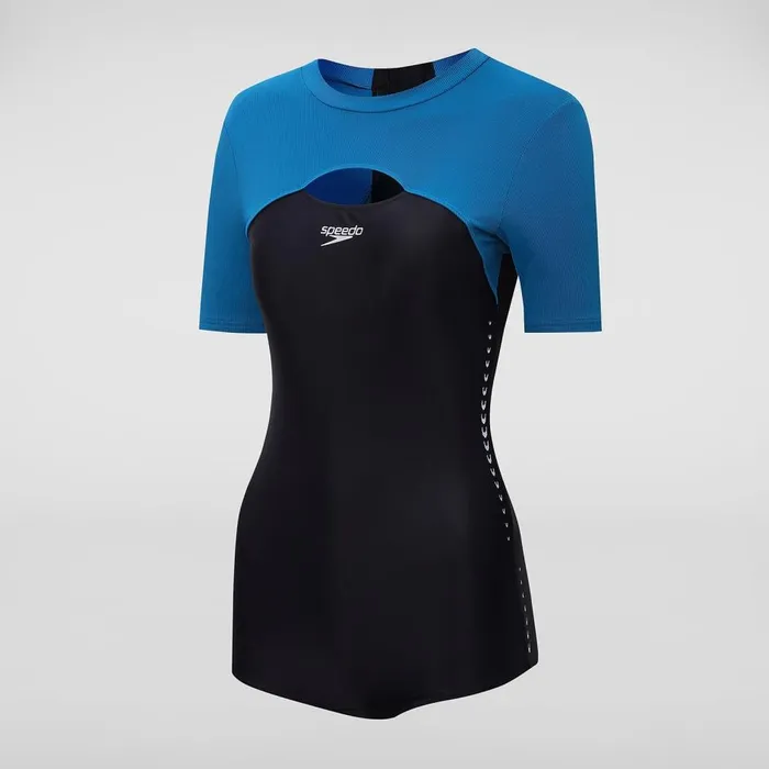 Women Swimming Costumes Speedo Women039s Short Sleeved Low Leg Swimsuit BlackBlue Women Swimming Costumes Speedo Women039s Short Sleeved Low Leg Swimsuit BlackBlue