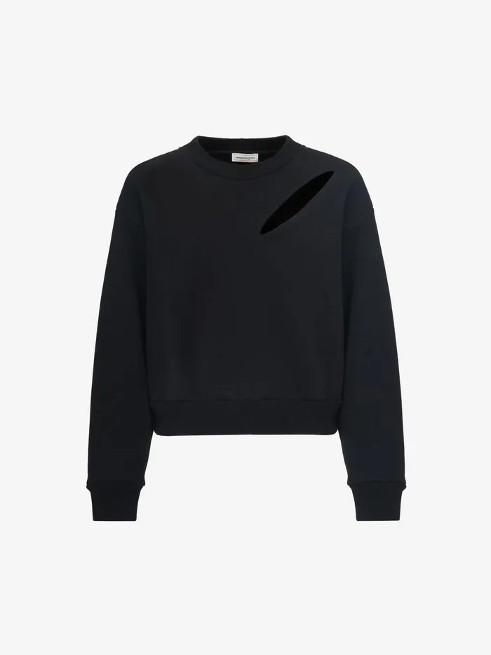 Women TShirts And Sweatshirts Alexander McQueen Slashed Sweatshirt Black