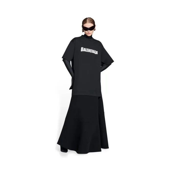 Women Tshirts Balenciaga Caps Tshirt Boxy Fit In Black