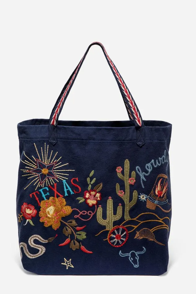 Women Texas Everyday Tote Navy Johnny Was Handbags