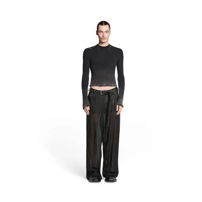 Women Tops and Shirts Balenciaga Long Sleeve Top In Black Faded