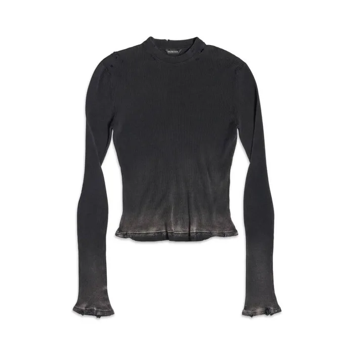 Women Tops and Shirts Balenciaga Long Sleeve Top In Black Faded