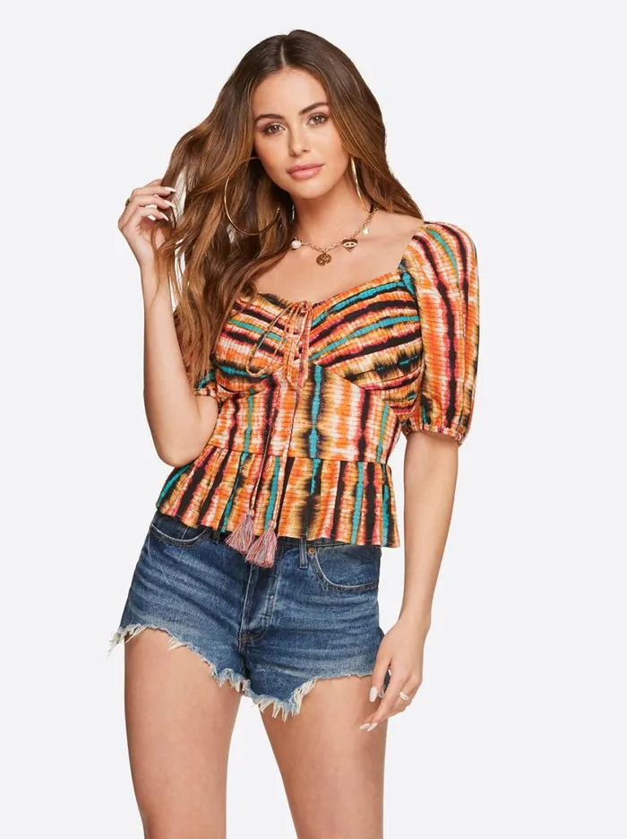 Women Tops and Tees Jessica Simpson Ami Halter Top In Tie Dye Stripe